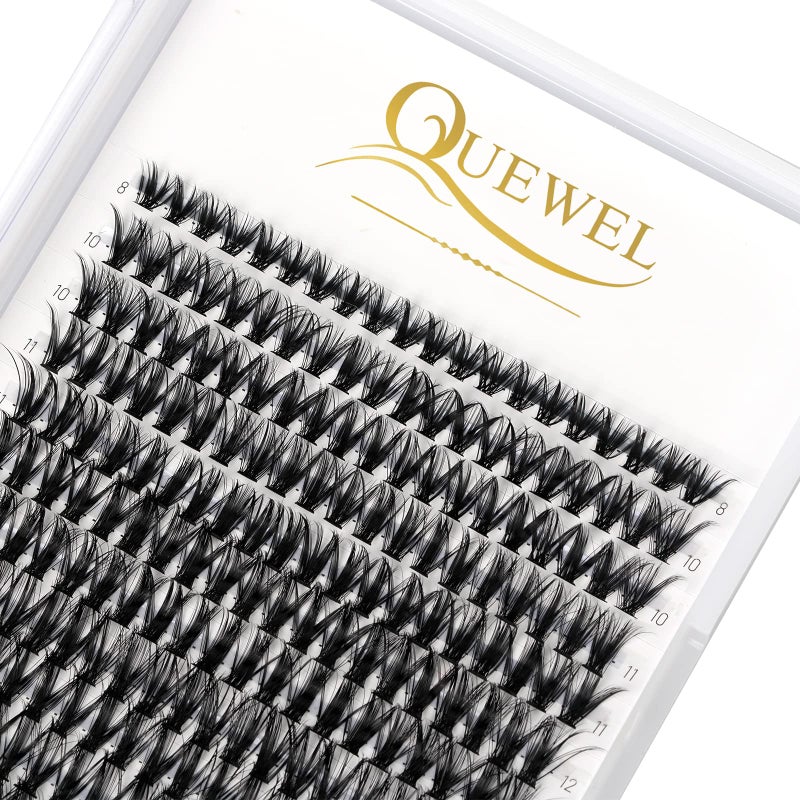 QUEWEL Cluster Lashes 240Pcs Individual Lashes 40D 007D Curl Mix814mm Lash Extensions Clusters Lashes SoftNatural False Eyelashes Individual DIY Eyelash Extension at Home40D 007D MIX814
