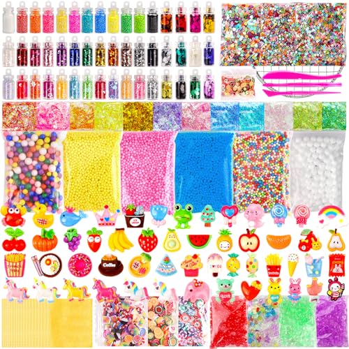 JMUQ 175 Pack Slime Making Supplies Kit Slime Add Ins Accessories Includes Slimes Charms Foam Balls for Making Creative Slimes Kit - Image 1