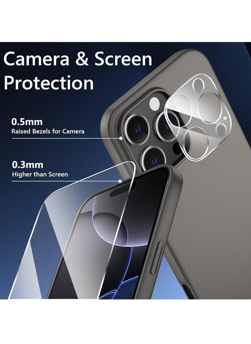Raxoom Ultra-Thin Matte Gray iPhone 16 Pro Case with Upgraded Lens & Screen Protectors â€“ Shockproof, Anti-Scratch, Lightweight - Image 3