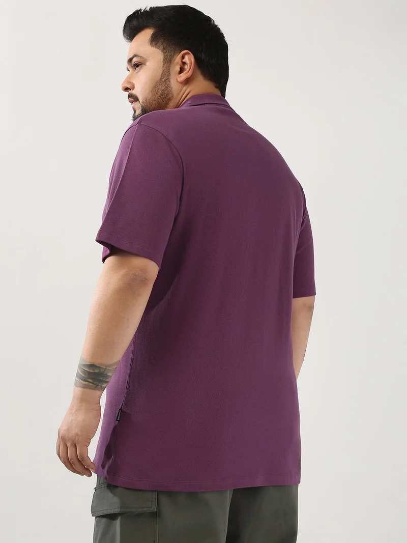 Urbano Fashion  Urbano Plus Men's Acai Berry Solid Regular Fit Half Sleeve Cotton Polo T-Shirt  | Best Price UAE