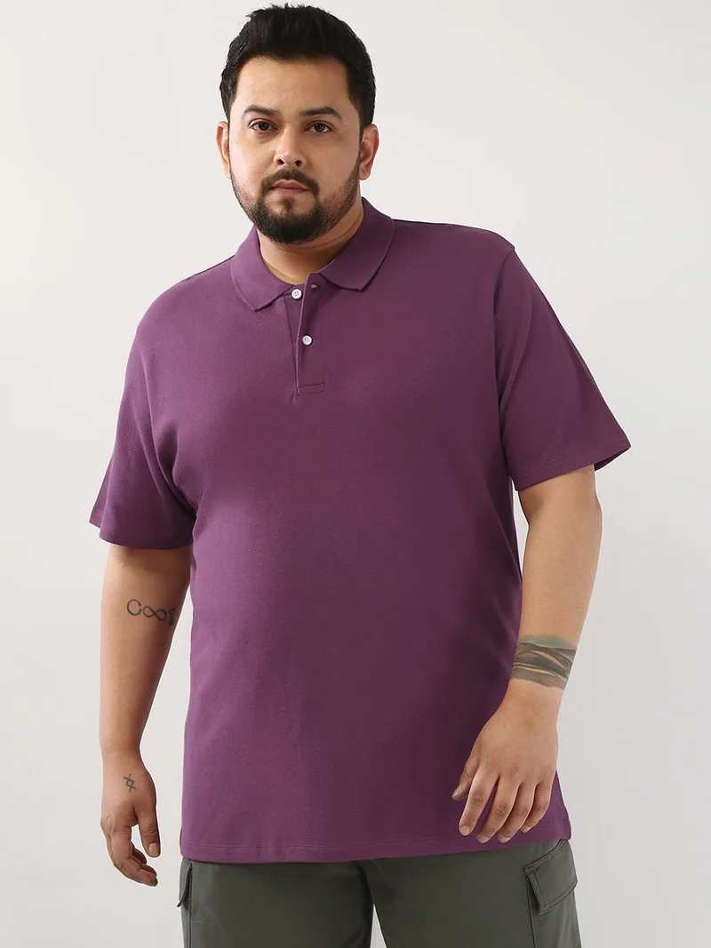Urbano Plus Men's Acai Berry Solid Regular Fit Half Sleeve Cotton Polo T-Shirt