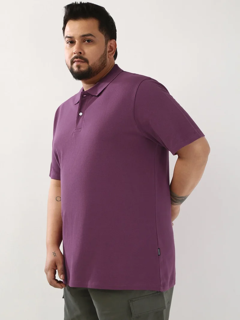 Urbano Fashion  Urbano Plus Men's Acai Berry Solid Regular Fit Half Sleeve Cotton Polo T-Shirt  | Best Price UAE