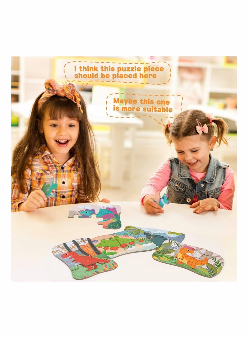 Y&D Dinosaur Puzzles for 3 4 5 6 Year Olds, 5-in-1 Jigsaw with Iron Box Storage, Toys Gifts Boys, Girls, Kids and Children (Dinosaur Puzzles) - Image 3