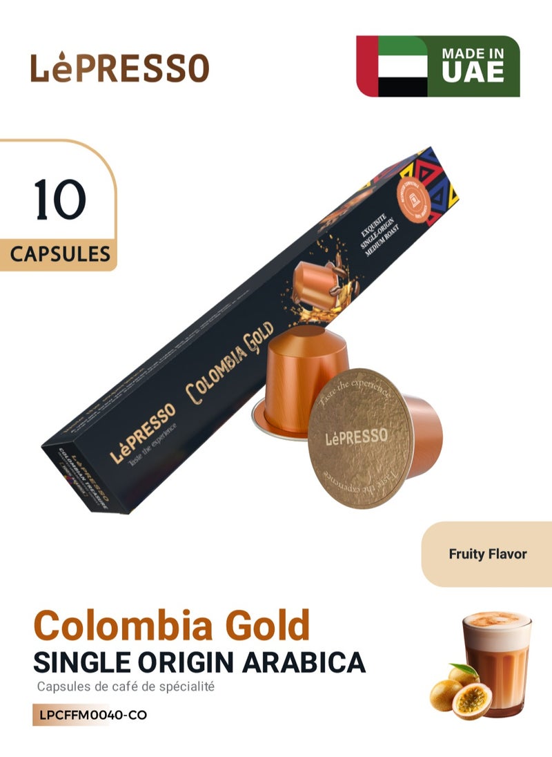 LePRESSO Aluminum Capsules for Capsule Coffee Machines Blended 10pc Colombia Gold Blend / Roasted Ground Coffee Capsules / 100% Arabica Perfection / Aluminum Capsules /Medium Roast - Copper  - Image 1