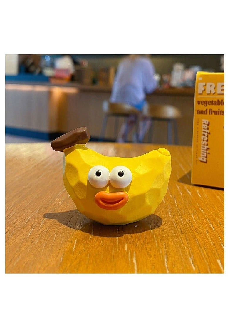 general Original wood carving style fruit home display pieces resin toy decorations cute car interior accessories - Melon, Banana, Pear, Watermelon (set of five) - Image 5