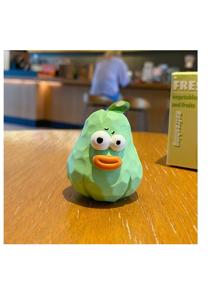 general Original wood carving style fruit home display pieces resin toy decorations cute car interior accessories - Melon, Banana, Pear, Watermelon (set of four) - Image 1