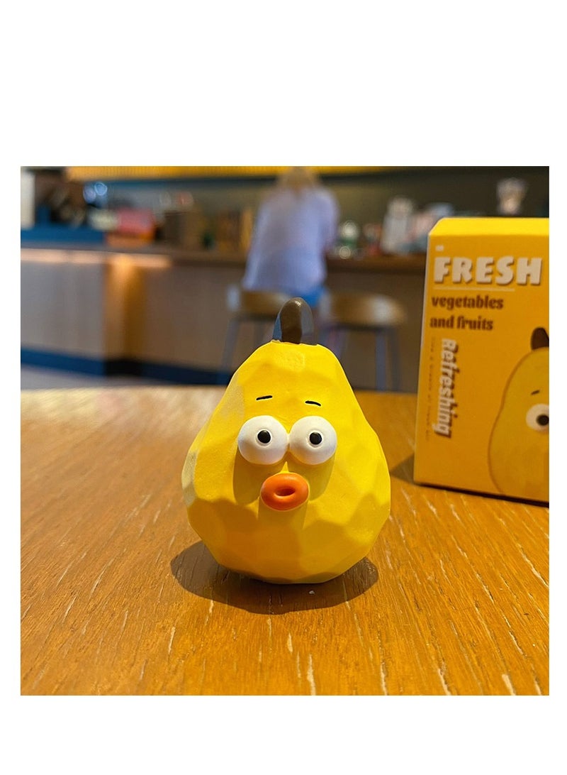 general Original wood carving style fruit home display pieces resin toy decorations cute car interior accessories - Melon, Banana, Pear, Watermelon (set of four) - Image 3