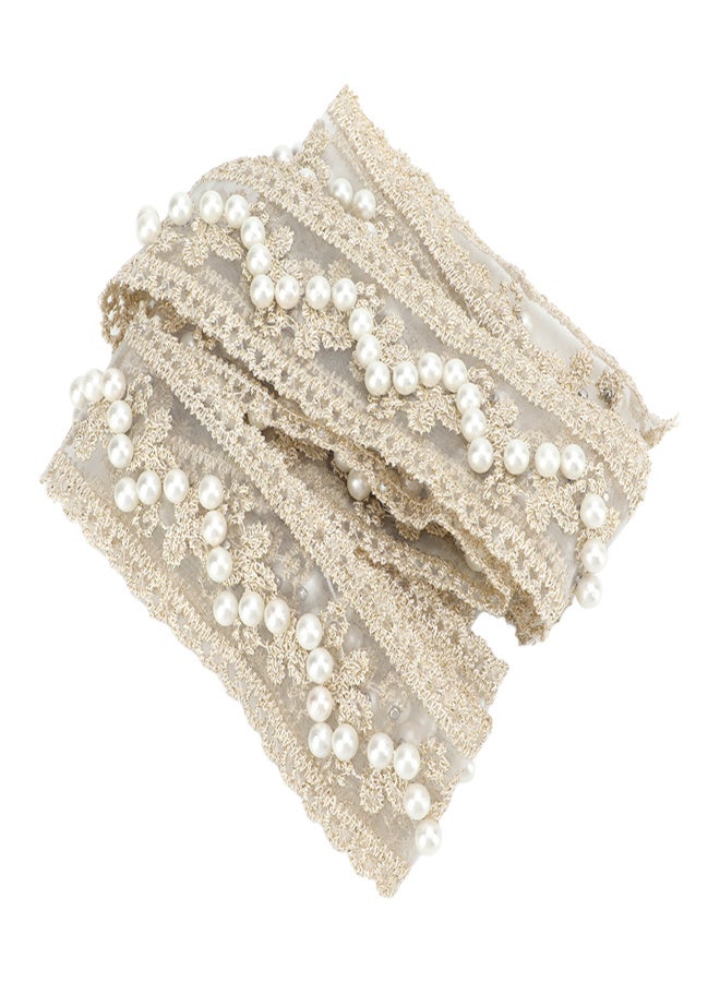 Lace Ribbon 2 Yards Elegant Pearl Style Clear Pattern Beige DIY Making Soft Skin Friendly Sewing Fabric for Decoration - Image 4