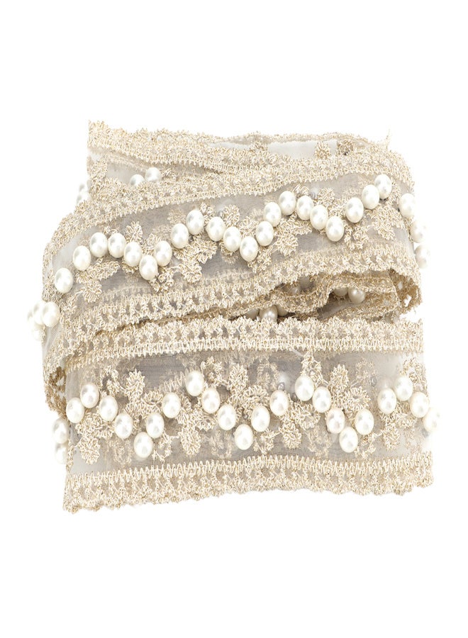 Lace Ribbon 2 Yards Elegant Pearl Style Clear Pattern Beige DIY Making Soft Skin Friendly Sewing Fabric for Decoration - Image 1