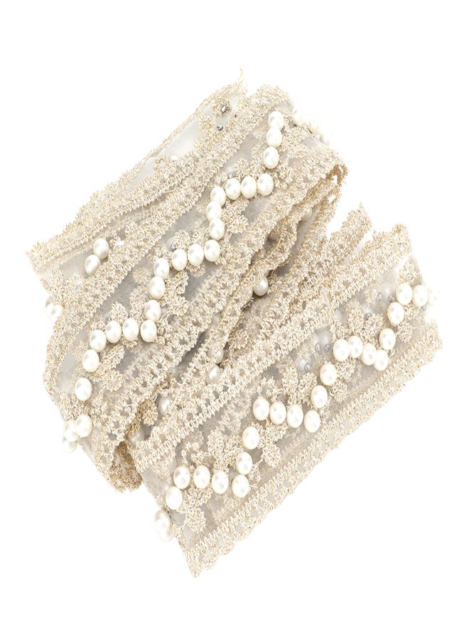 Lace Ribbon 2 Yards Elegant Pearl Style Clear Pattern Beige DIY Making Soft Skin Friendly Sewing Fabric for Decoration - Image 2
