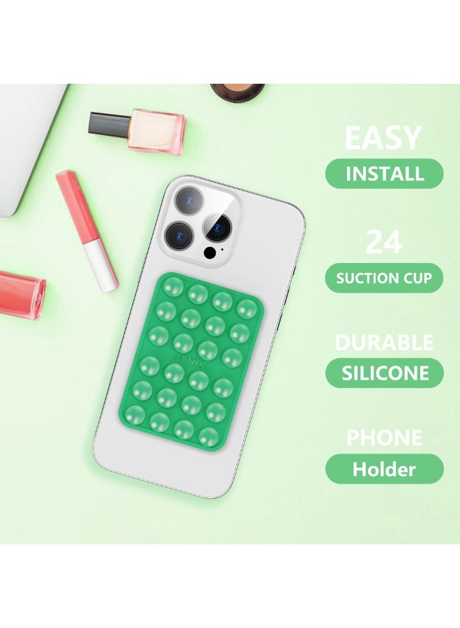 LENOK Silicone Double-Sided Suction Phone Case Detachable Mount - Hands-Free, Strong Grip Holder for Selfies & Videos - Durable, Easy to Use - iPhone & Android (Mint) - Image 2
