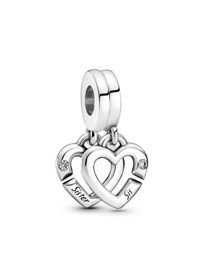 PANDORA Linked Sister Hearts Split Dangle Charm