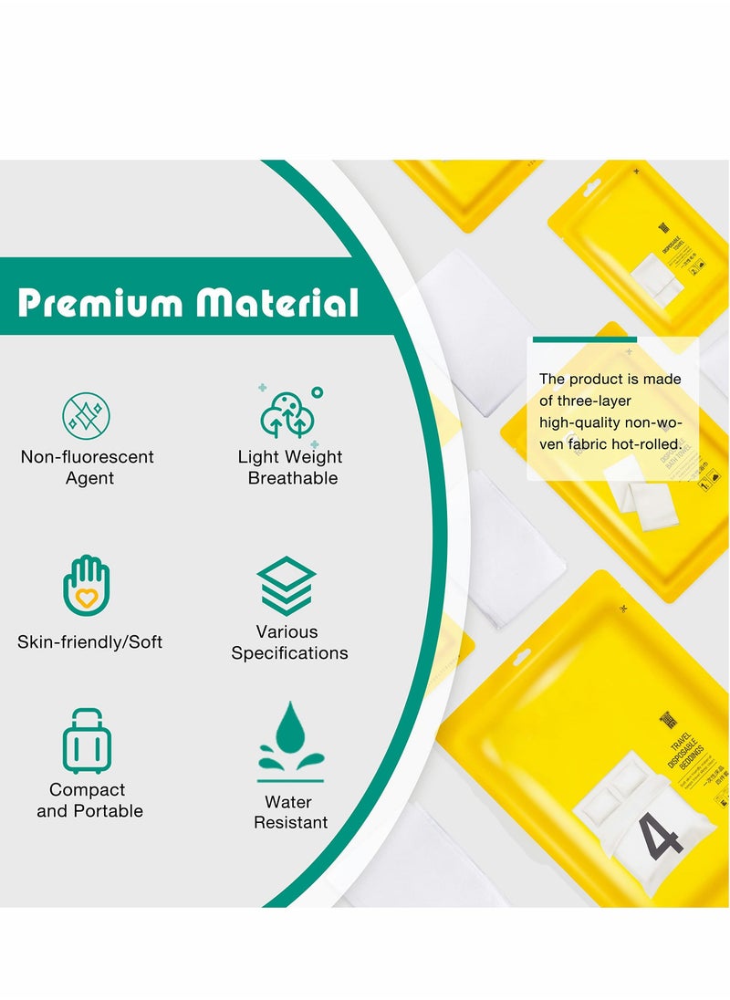 Y&D 4 Pack Travel Disposable Bedding Set, Sheets, Sheet for Business Hotel Trip Outdoor Camping, 1 Quilt Covers, Bed and 2 Pillow Cases, Towel, Bath Towel  - Image 2