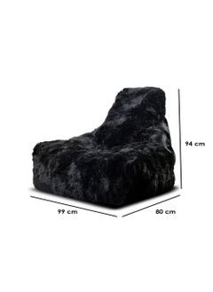 Extreme Lounging Extreme Lounging® - Original Mighty Fur Sheepskin Bean Bag - Made in UK - Premium Quality Double Stitched Bean Bag – Luxurious, soft & Comfortable - Large BeanBags Chair - Black  - Image 2