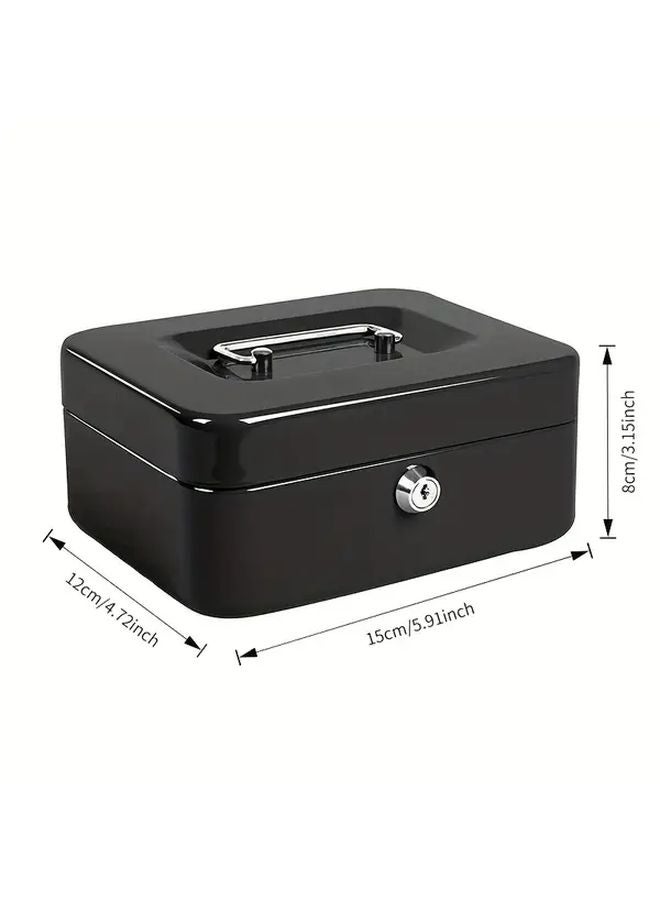 Blue Heavy Duty Safe Cash Box with Key Lock Large Capacity Money Tray - Image 3