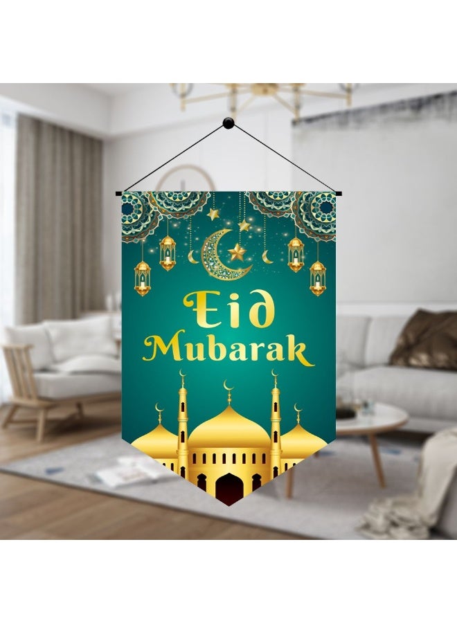 DANUBE HOME Danube Home Afreen Eid Mubarak Banner Green - 30X45Cm Festive Decor For Eid Celebrations Multi Color Figurines & Decorations Perfect For Home & Prayer Space Decorative Home Accessories - Image 1