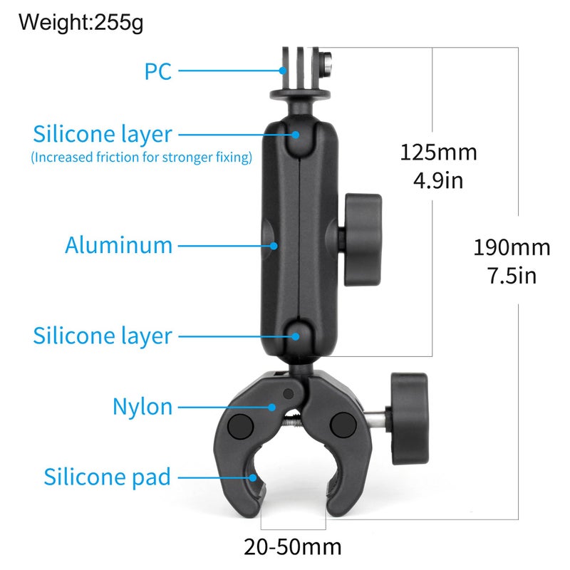 SOONSUN Super Clamp Mount with Dual 360Â° Ball Heads & Phone Holder, Heavy-Duty Camera Clamp Mount for GoPro Hero 13 12 11 10 9, Insta360, DJI Osmo, DSLR, Smartphones & Action Cameras - Image 2