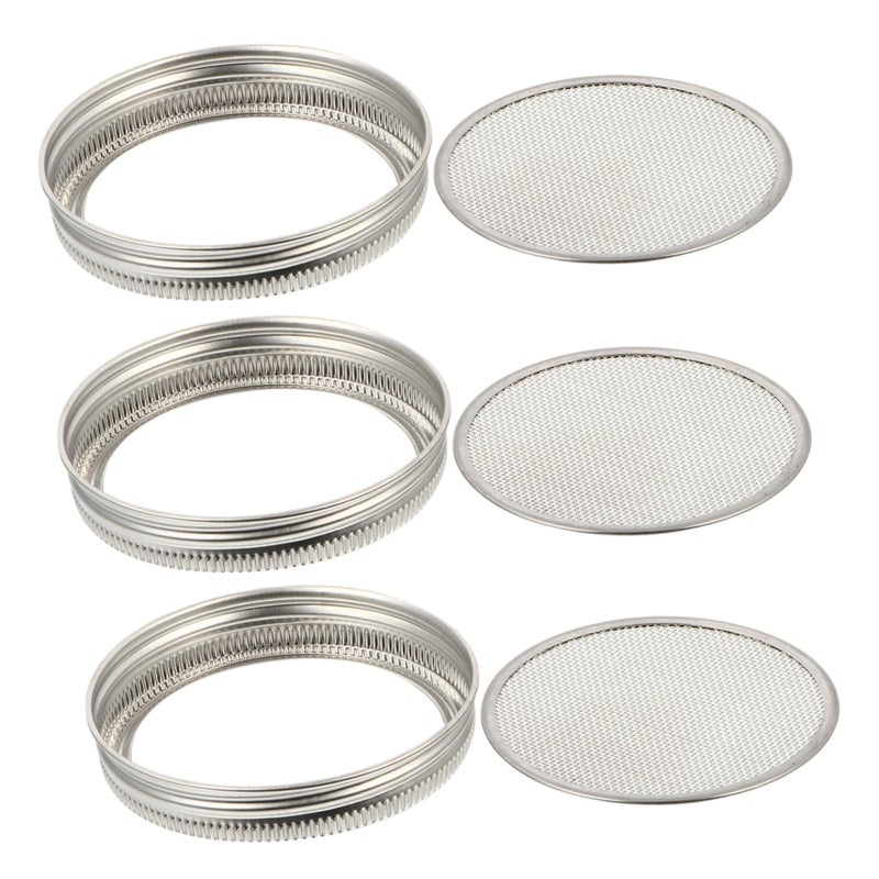 Stainless Steel Mason Jar Sprouting Lids 3 Pack Strainer Screen For Small Jars - Image 2