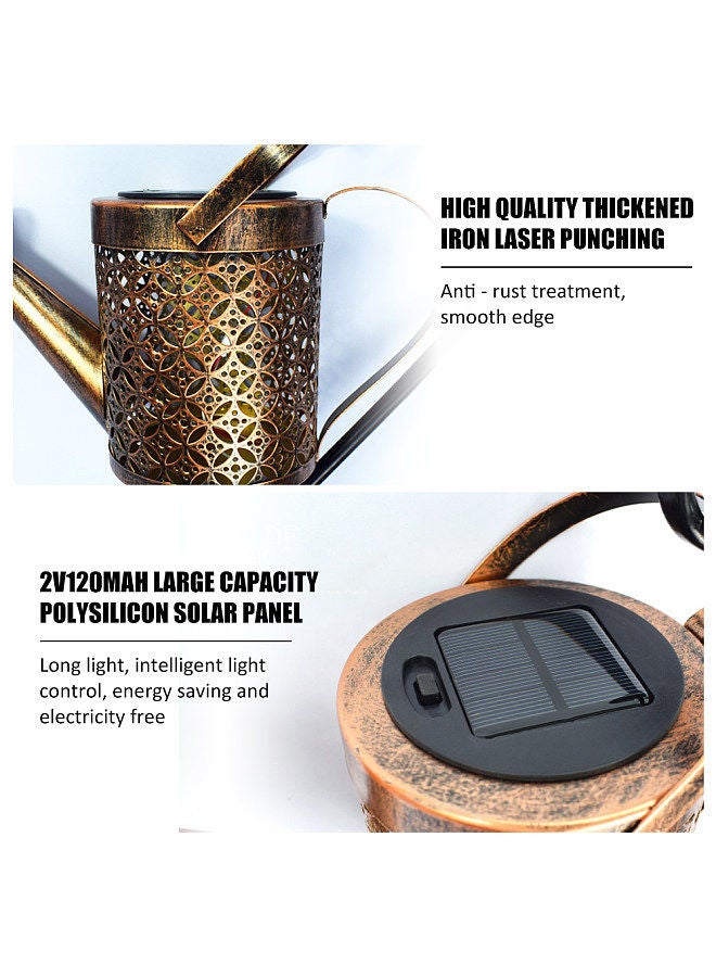 Outdoor Waterproof Solar Lantern Metal Watering Can Sun Lamp Led with Shepherd Hook for Garden Decor OutsideHanging Solar Lights for Outdoor Patio DecorYard Decor. - Image 4