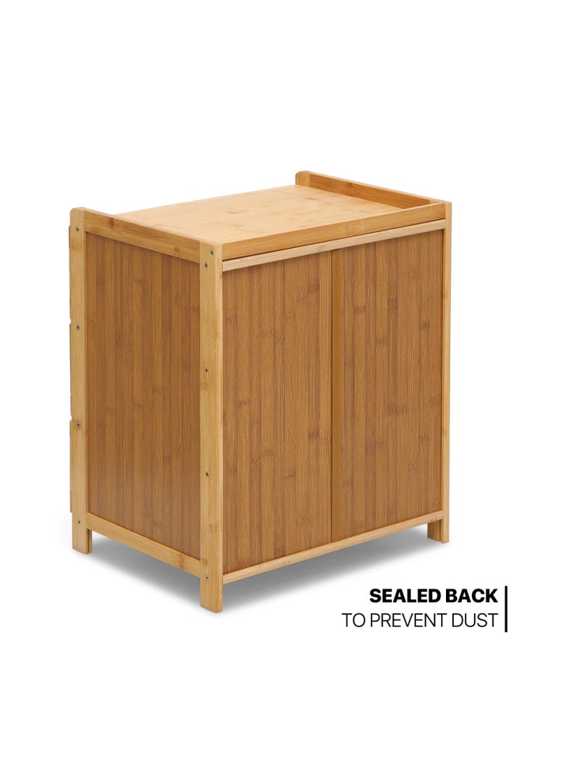 Arabest - Boho Nightstand with 3 Drawers Rattan Pattern Modern End Table, 20" Bamboo Sofa Side Table Bedside Table for Small Space, Accent Side Table Chest of Drawers for Bedroom Living Room, Natural - Image 1
