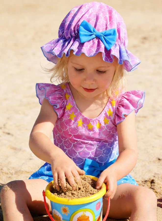 Ghteas Toddler Girl Swimsuit 3t Bathing Suit Girls 3 Piece Beachwear Ruffle Bow Tankini with Hat Bikini Sets 2t 3t Blue Pink - Image 3