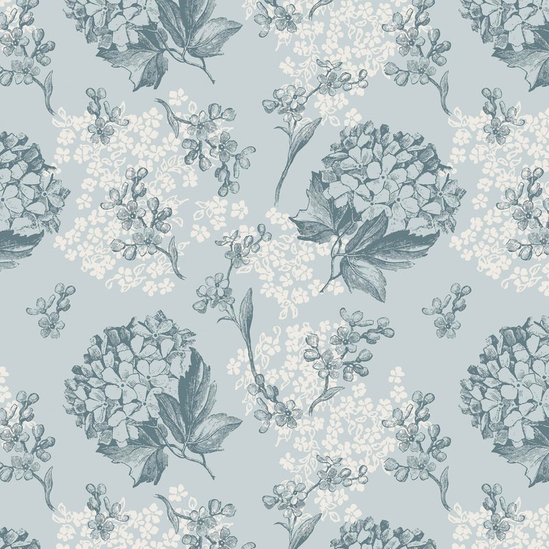 Decotalk 175x354 Inch Floral Contact Paper Peel and Stick Blue Floral Wallpaper for Bedroom Girls Room Hydrangea Flower Wall Paper Removable Blue Flower Wall Covering Vinyl Renter Friendly Wallpaper - Image 2