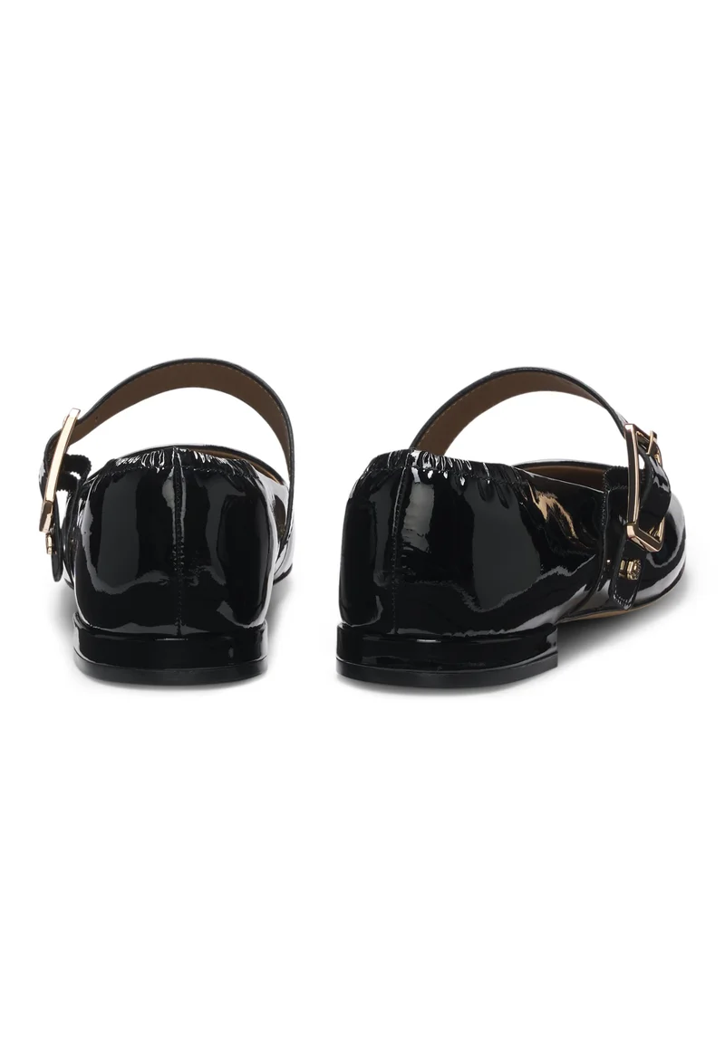 BOSS Patent-leather ballerina pumps with buckled strap