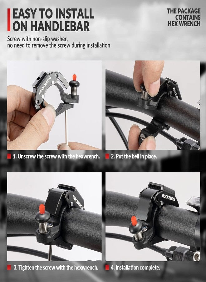 ROCKBROS Bike Bells Hidden MTB Bells Bicycle Bells for 22.2mm Handlebars, More Than 100dB, Clear & Long Sound Ringer, Mountain Bike, Scooter, Youth Bike, Black - Image 4