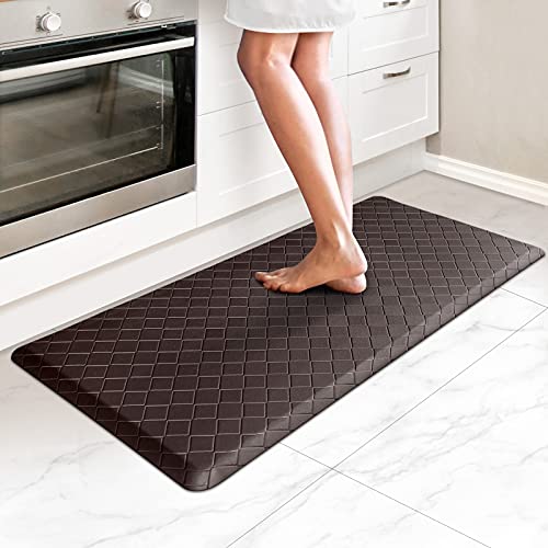 HappyTrends Kitchen Mat Cushioned Anti-Fatigue Kitchen Rug,17.3"x39",Thick Waterproof Non-Slip Kitchen Mats and Rugs Heavy Duty Ergonomic Comfort Rug for Kitchen,Floor,Office,Laundry,Chocolate - Image 1