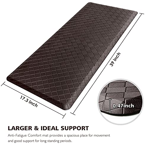 HappyTrends Kitchen Mat Cushioned Anti-Fatigue Kitchen Rug,17.3"x39",Thick Waterproof Non-Slip Kitchen Mats and Rugs Heavy Duty Ergonomic Comfort Rug for Kitchen,Floor,Office,Laundry,Chocolate - Image 2