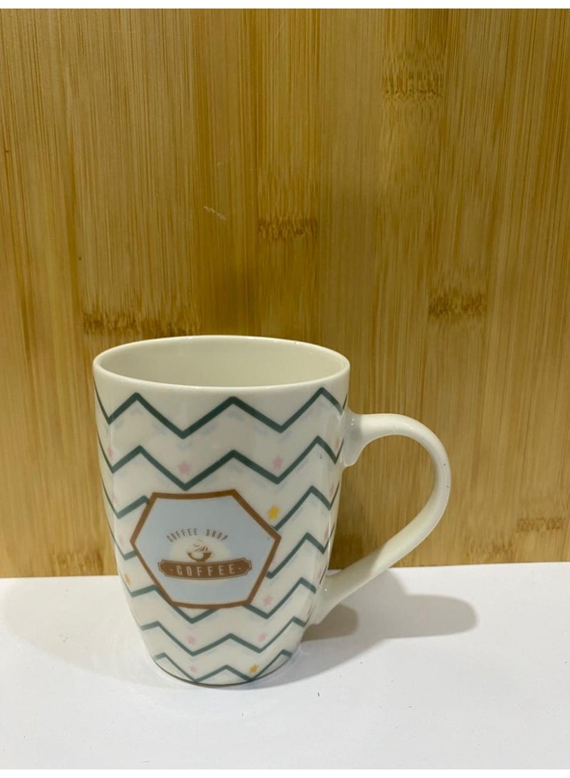 4-Piece Ceramic Mug Set with Multi-Colored Prints - For Daily Use and Serving - 6198JQ - Image 4