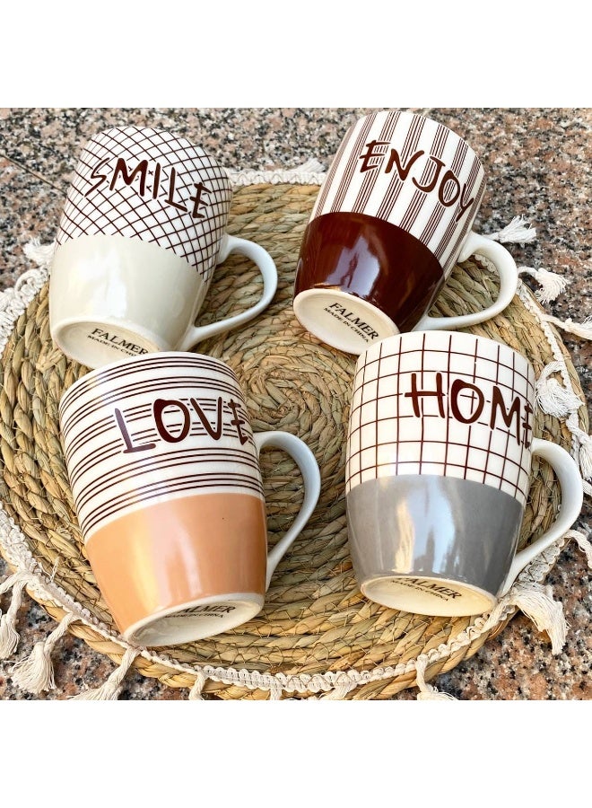 FALMER 4-Piece Ceramic Mug Set with Multi-Colored Prints - For Daily Use and Serving - 6198JQ - Image 2