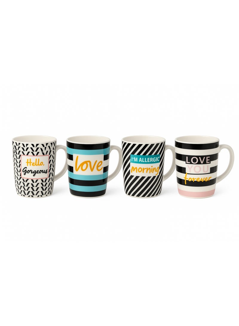 FALMER 4-Piece Ceramic Mug Set with Multi-Colored Prints - For Daily Use and Serving - 6198JQ - Image 5
