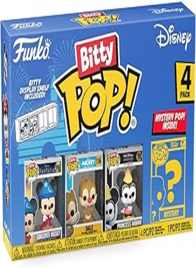 Funko Funko Bitty Pop Disney – Sorcerer Mickey, Dale, Princess Minnie and a Mystery Surprise Mini Figure – 2.2 cm Collectable – Stackable Shelf Included – Gift Idea – Official Products 