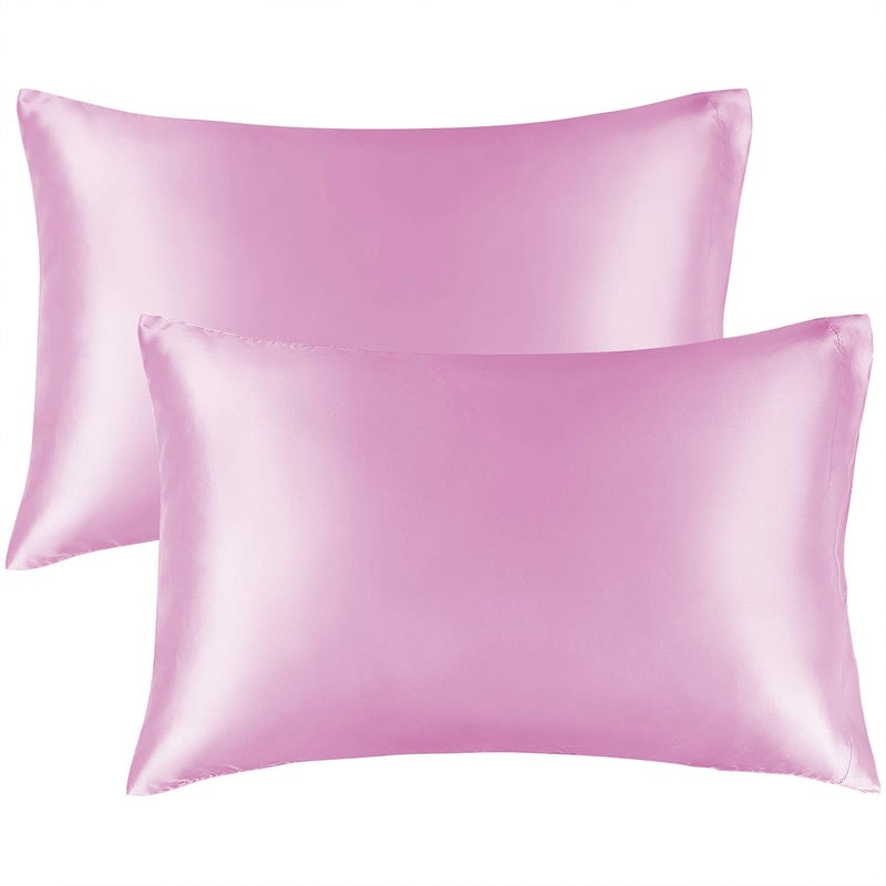BEDELITE Satin Pillowcase for Hair and Skin, Super Soft and Cooling Similar to Silk Pillow Cases 2 Pack with Envelope Closure, Gift for Women Men(20"x30" Queen Size, Pink) - Image 2