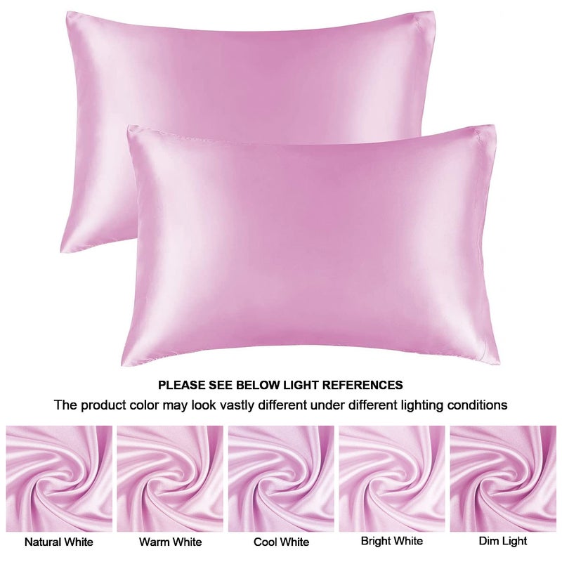 BEDELITE Satin Pillowcase for Hair and Skin, Super Soft and Cooling Similar to Silk Pillow Cases 2 Pack with Envelope Closure, Gift for Women Men(20"x30" Queen Size, Pink) - Image 5