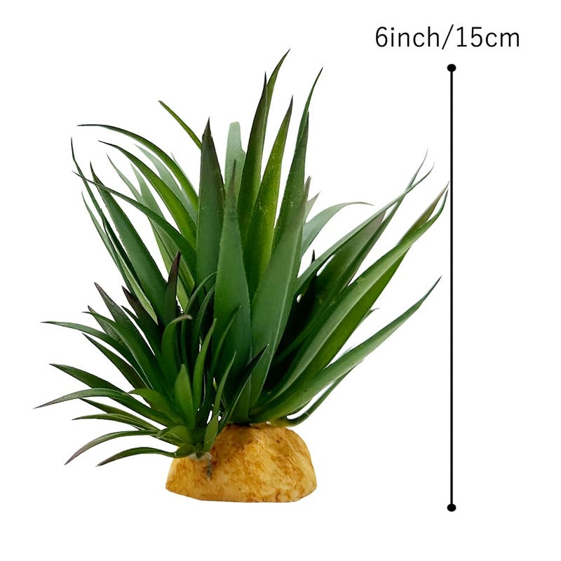 Smoothedo-Pets Reptile Artificial Plants Succulent Terrarium Decorative Desert Rainforest Plant Lizard Beard Chameleon Gecko Snake Amphibious Sea Turtle Tank Accessory (Agave-Set) - Image 3