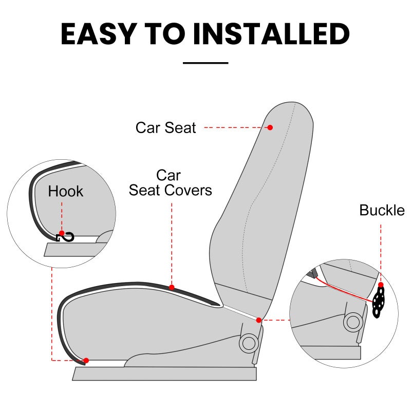 surpassme Comfortable Car Seat Covers Universal Front Seat Covers for Car Accessories with Storage Pockets, Padded Car Interior Covers for Automotive, SUV, Truck, and Van(Khaki) - Image 5