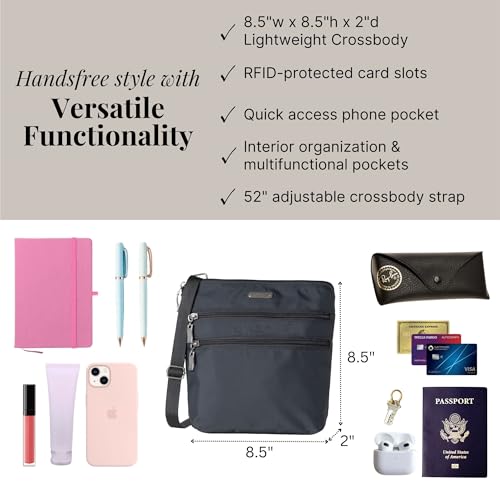 Baggallini Essential Crossbody Bag for Women - Built-in RFID Card Holder - Cross Body Purse with Quick-access Phone Pocket - Image 4