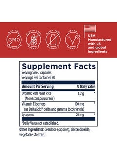 designs for health Designs for Health Red Yeast Rice with Tocotrienols + Lycopene - Lipotrienols RYR, 1200mg RYR to Support Cardiovascular Health + Maintenance of Lipid Levels in Normal Range - Vegan (60 Capsules)  - Image 4