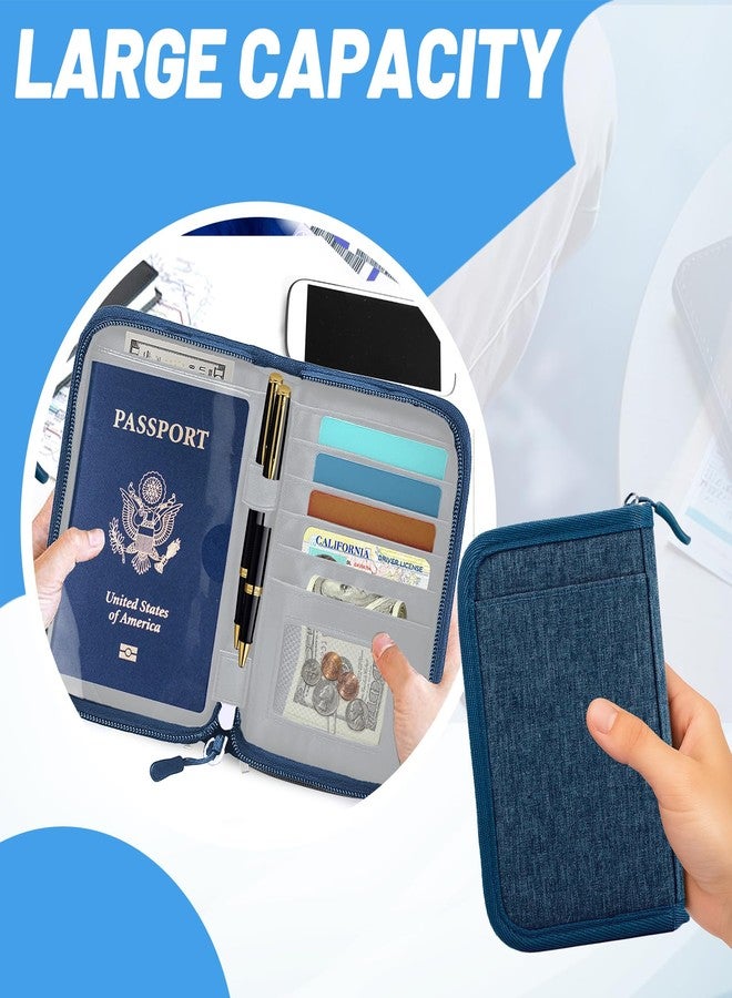 EPIMA Passport Holder for Travel Essentials, RFID Blocking Protector Passport Wallets, Passport Document Organizer Case for Travel Must Have, Blue, Travel Fashion - Image 5