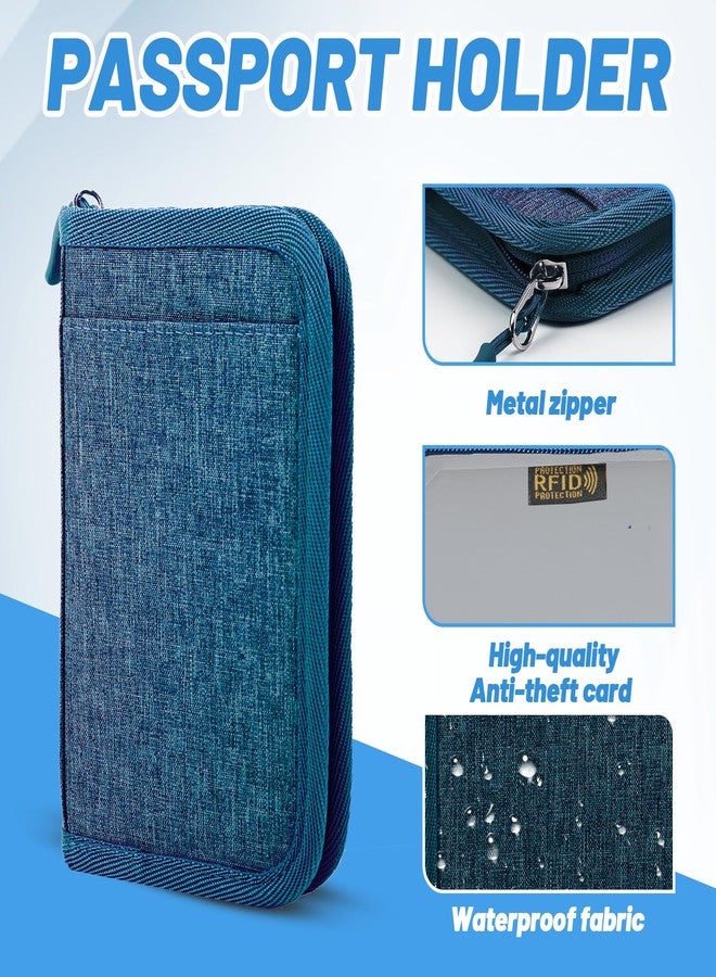 EPIMA Passport Holder for Travel Essentials, RFID Blocking Protector Passport Wallets, Passport Document Organizer Case for Travel Must Have, Blue, Travel Fashion - Image 3