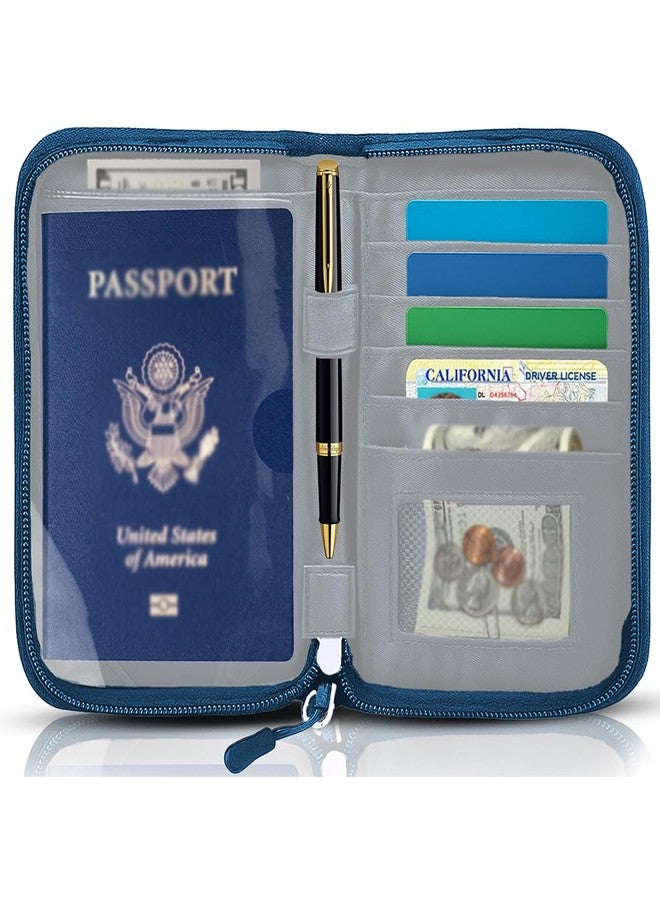 EPIMA Passport Holder for Travel Essentials, RFID Blocking Protector Passport Wallets, Passport Document Organizer Case for Travel Must Have, Blue, Travel Fashion - Image 1