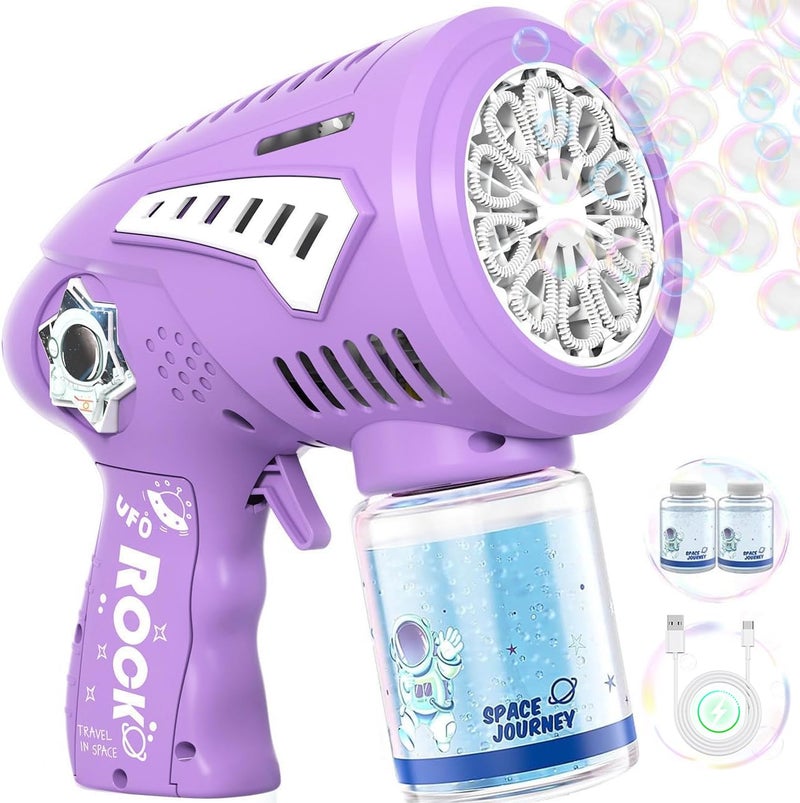 Boerfmo Rechargeable Bubble Gun Bubble Machine for Kids with LargerSize Bubbles Design Dazzling LED Light Toys Gifts Age 315 for Boys Girls Party Favors Birthday Easter Halloween - Image 3