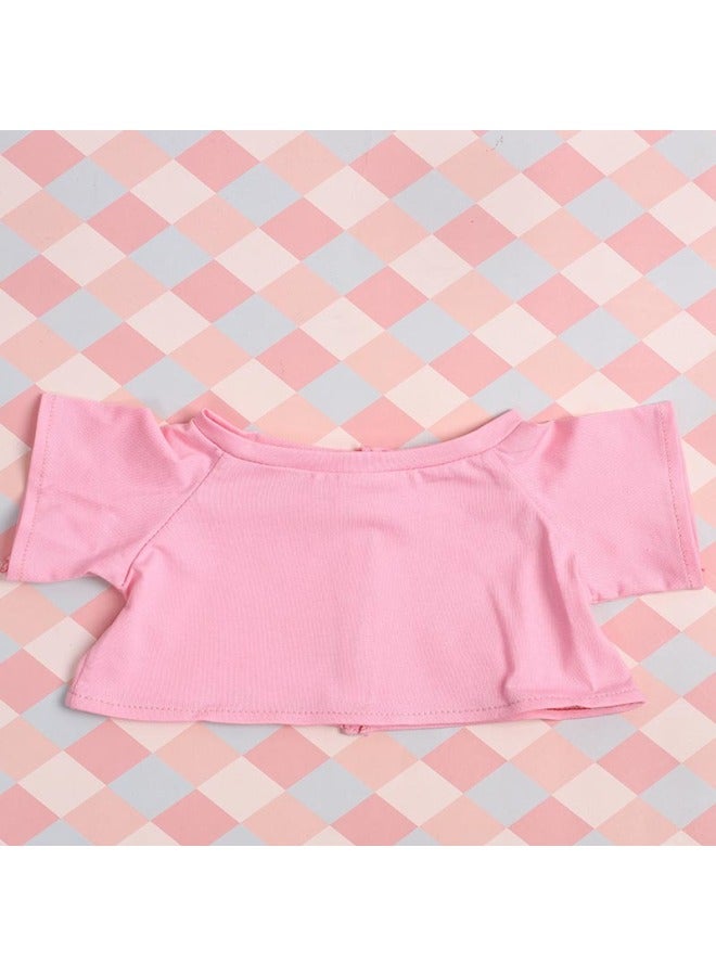 40cm Doll T-shirt Jeans Star T-shirt Exo Doll White T-shirt Fashion Brand Short Sleeve Black T-shirt-Specifications:40CM (sitting Baby, Excluding Dolls)-Color:40CM Sitting Baby Light Pink Unmarked T-Shirt - Image 1