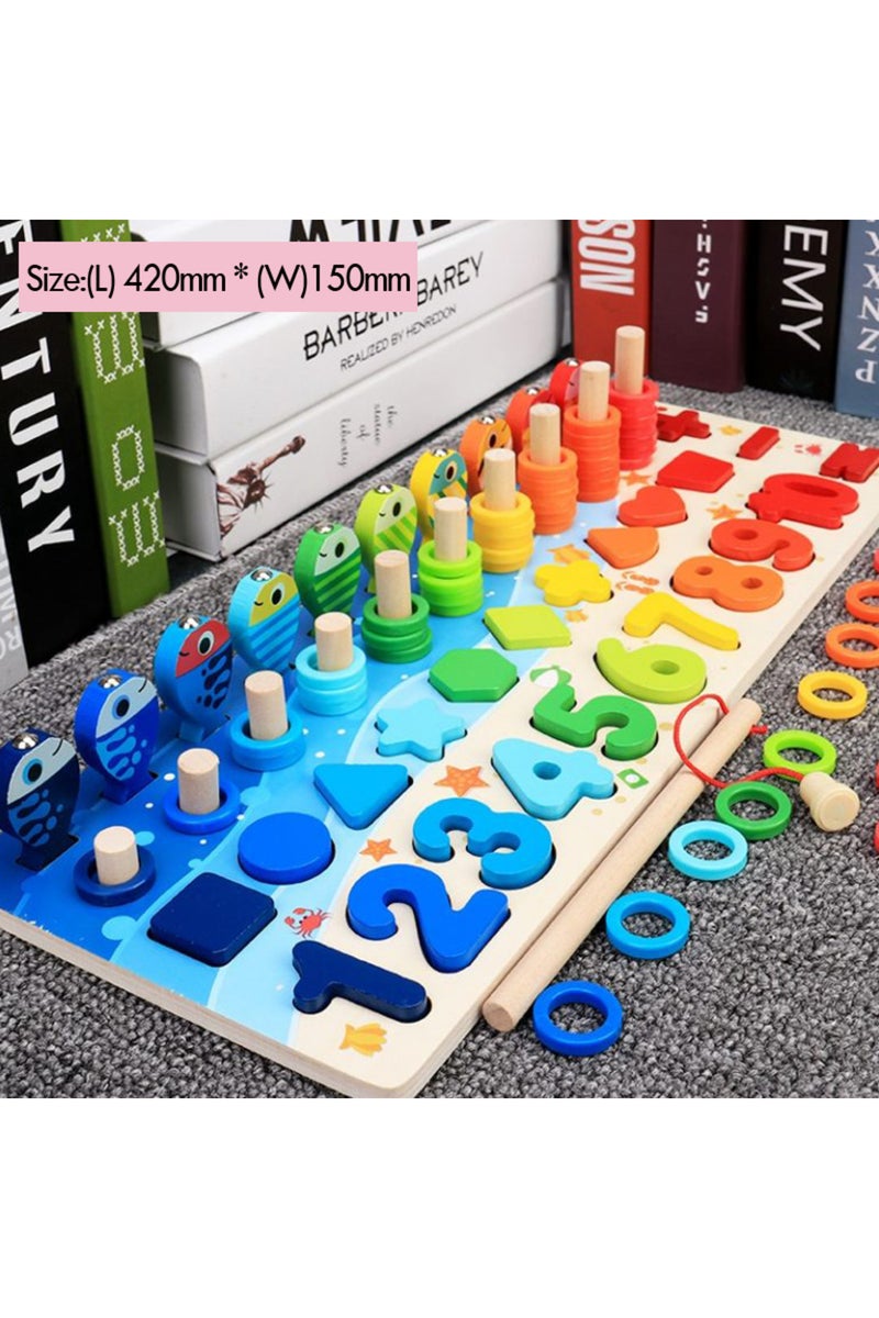 L-shape Number Kids Montessori Math Toys For Toddlers Educational Wooden Puzzle Fishing Toys Count N