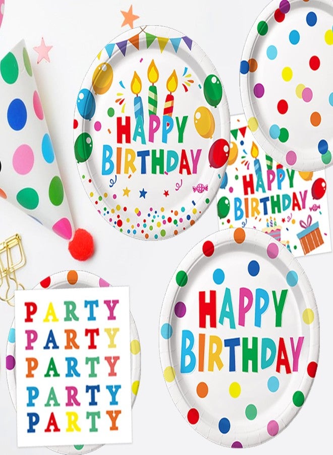 LINHAXM Happy Birthday Decorations - Birthday Party Decorations Includes Plates, Napkins, Cups, Cutlery, Banner, Hanging Swirl, Tablecloth, Balloon for Boy Girl Birthday Decorations, Serves 24 - Image 5