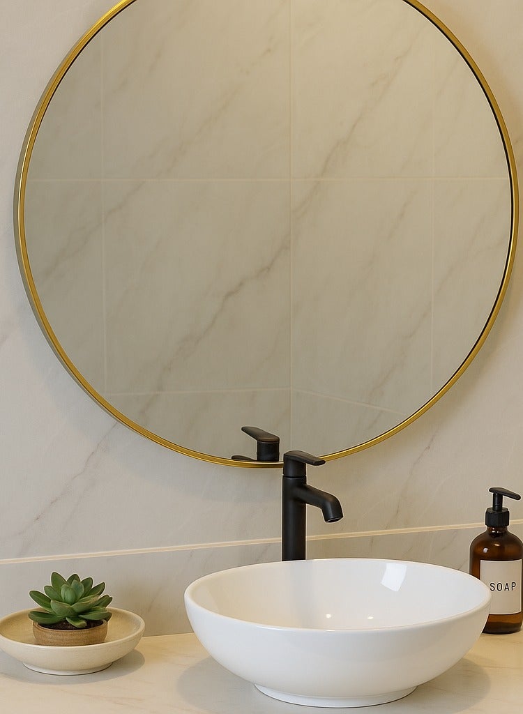 Glass Corner 60 Round Mirrors - Gold - Image 3