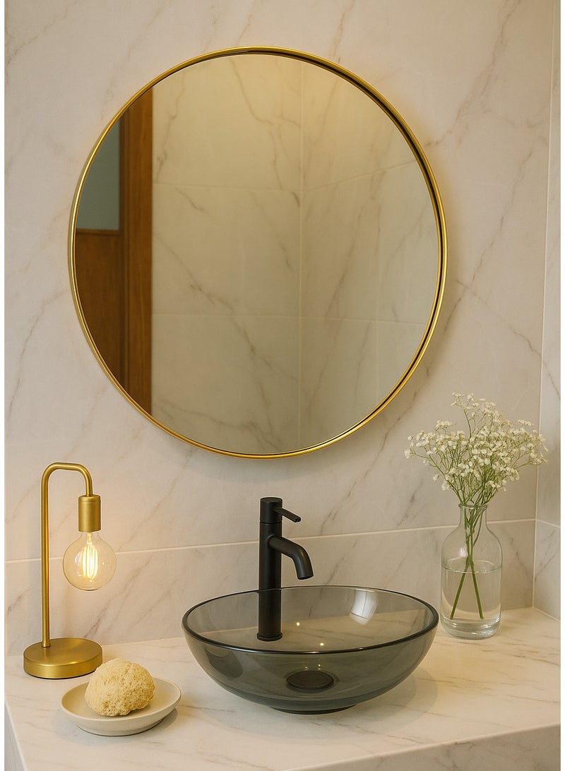 Glass Corner 60 Round Mirrors - Gold - Image 1