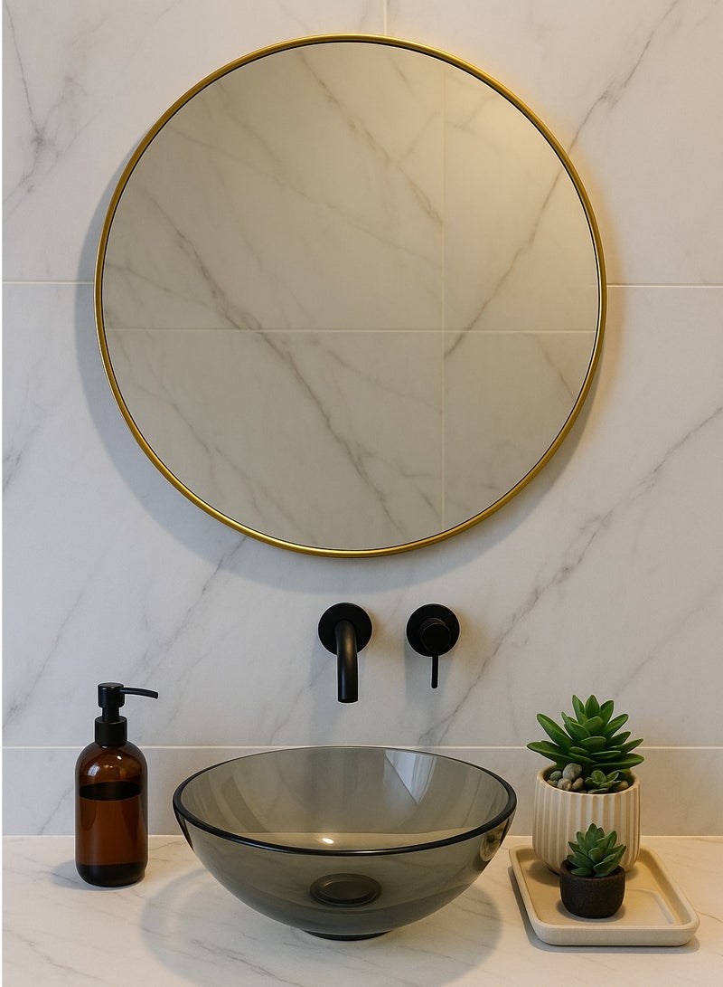 Glass Corner 60 Round Mirrors - Gold - Image 4